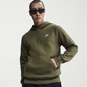 Nike Club Fleece Mens Long Sleeve Active Hoodie Size Medium Regular Medium Olive